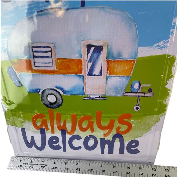 Happy Campers Always Welcome Nostalgic Retro Vintage Camper Tin Metal Sign 17x12 - Picture 4 of 5